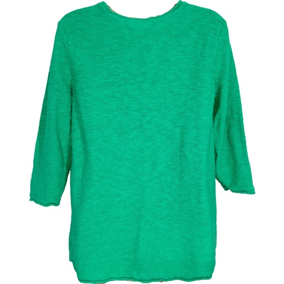 J Collection Green Rolled Cuff Collar 3/4 Length Sleeve Sweater M Soft Costal - Picture 2 of 9